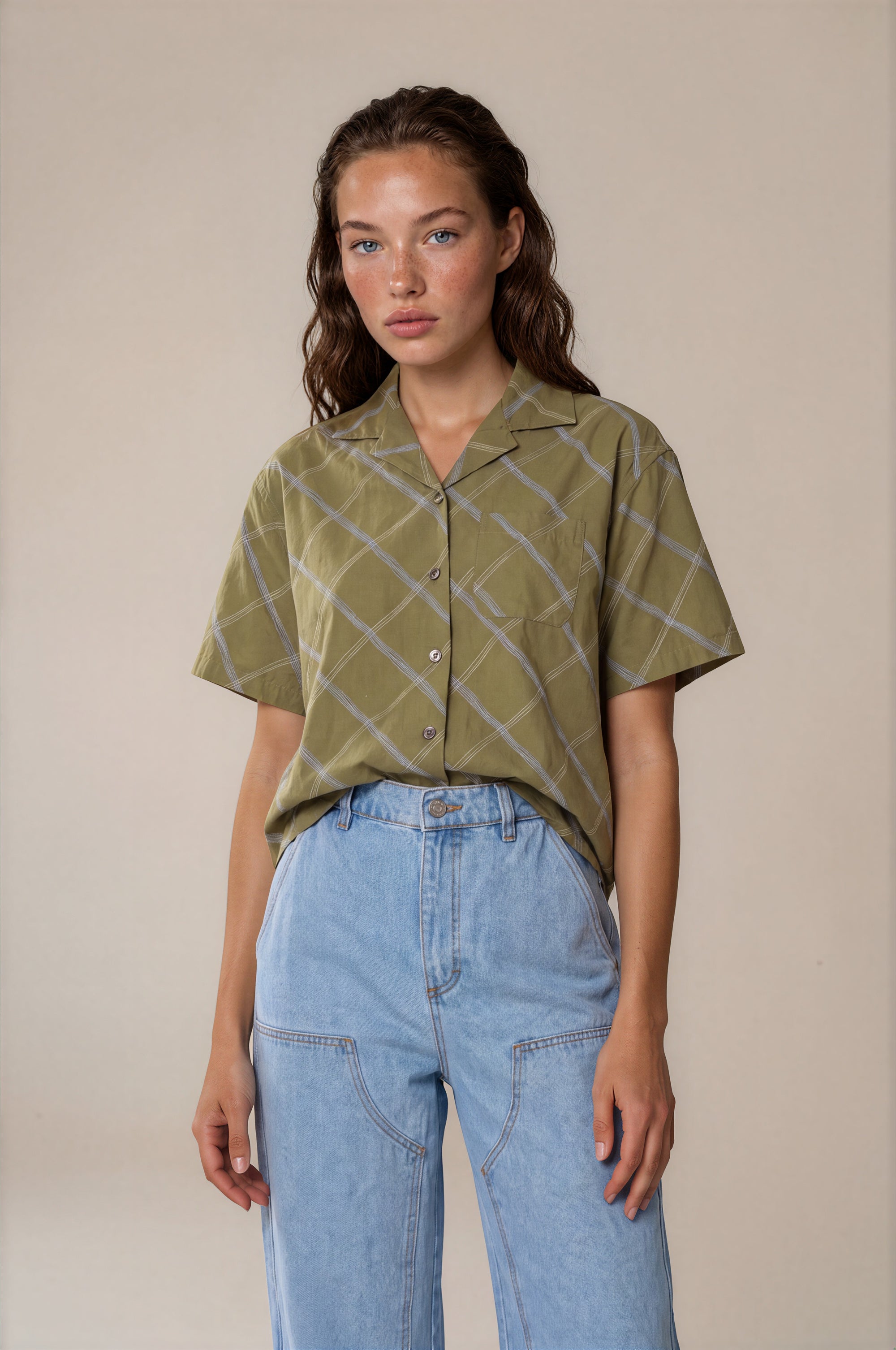 Obey - Lilith Diamond Stitch Shirt - Olivine Multi -