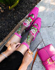 Sock Candy - English Rose Black Sheer Crew Sock -