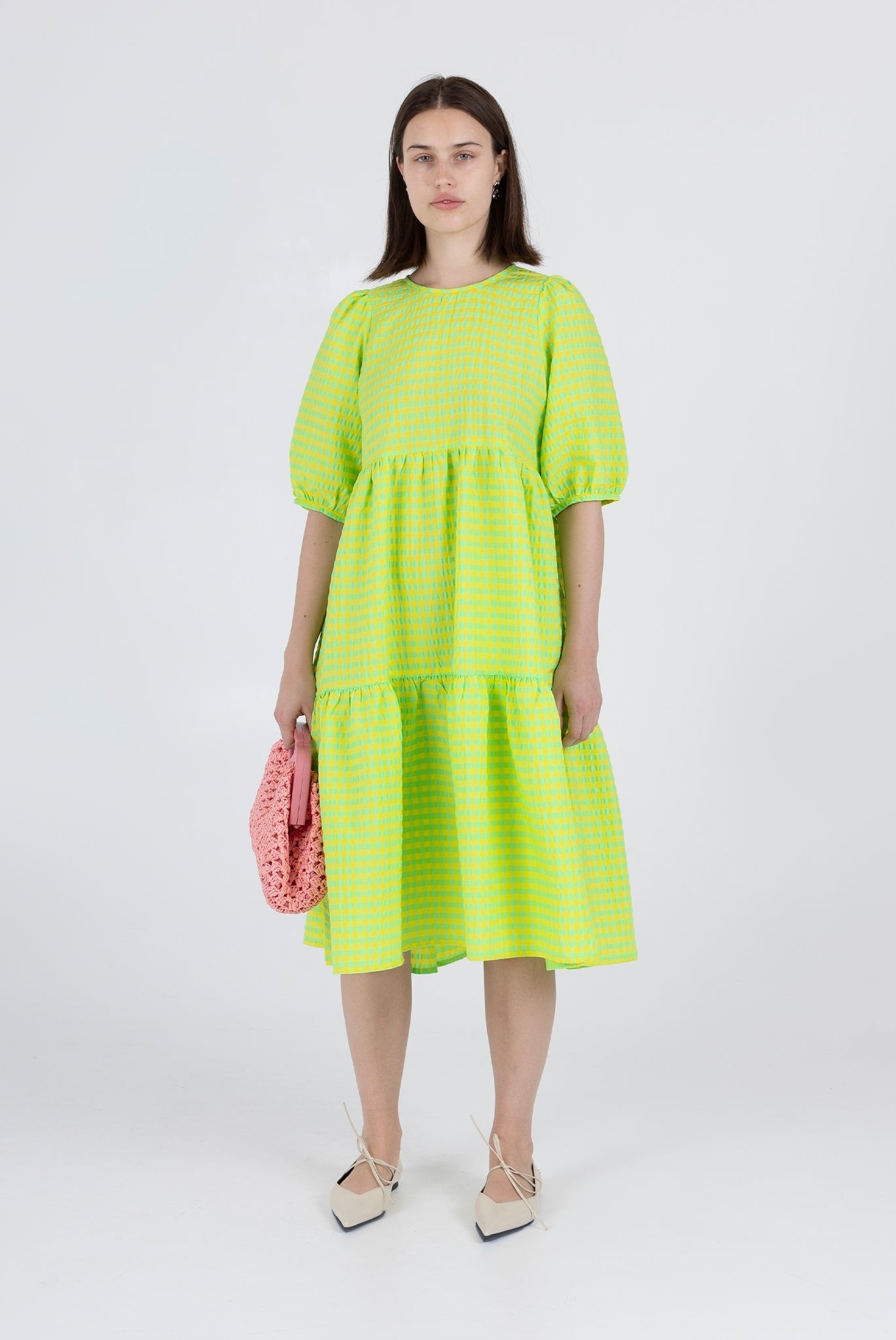 WRAY - Rosemary Dress - Acid Apple Gingham -