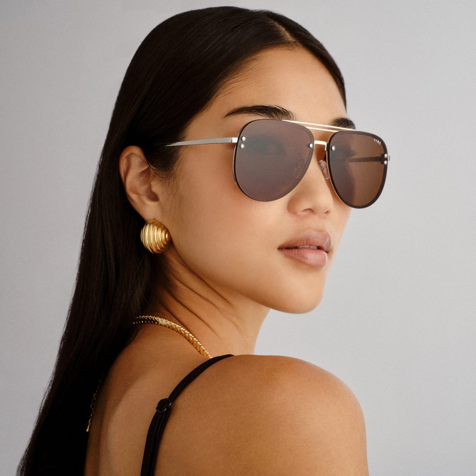 Aire - Quartz Sunglasses - Silver/Brown Mono -