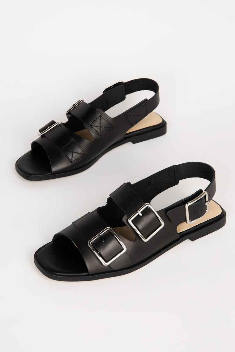 Intentionally Blank - Jiji Sandal - BLACK LEATHER