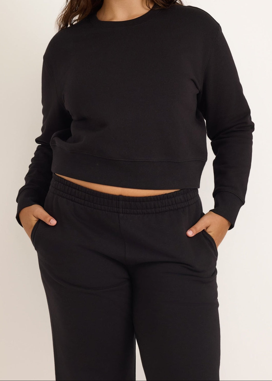 Organic Basics - Weekend Crop Crewneck - Black -