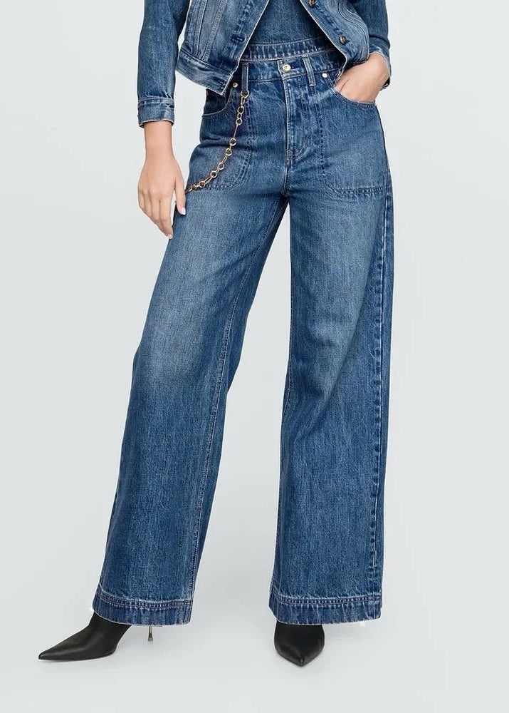 Cult Gaia x Gap - High Rise Stride Chain Jeans - Medium Indigo -