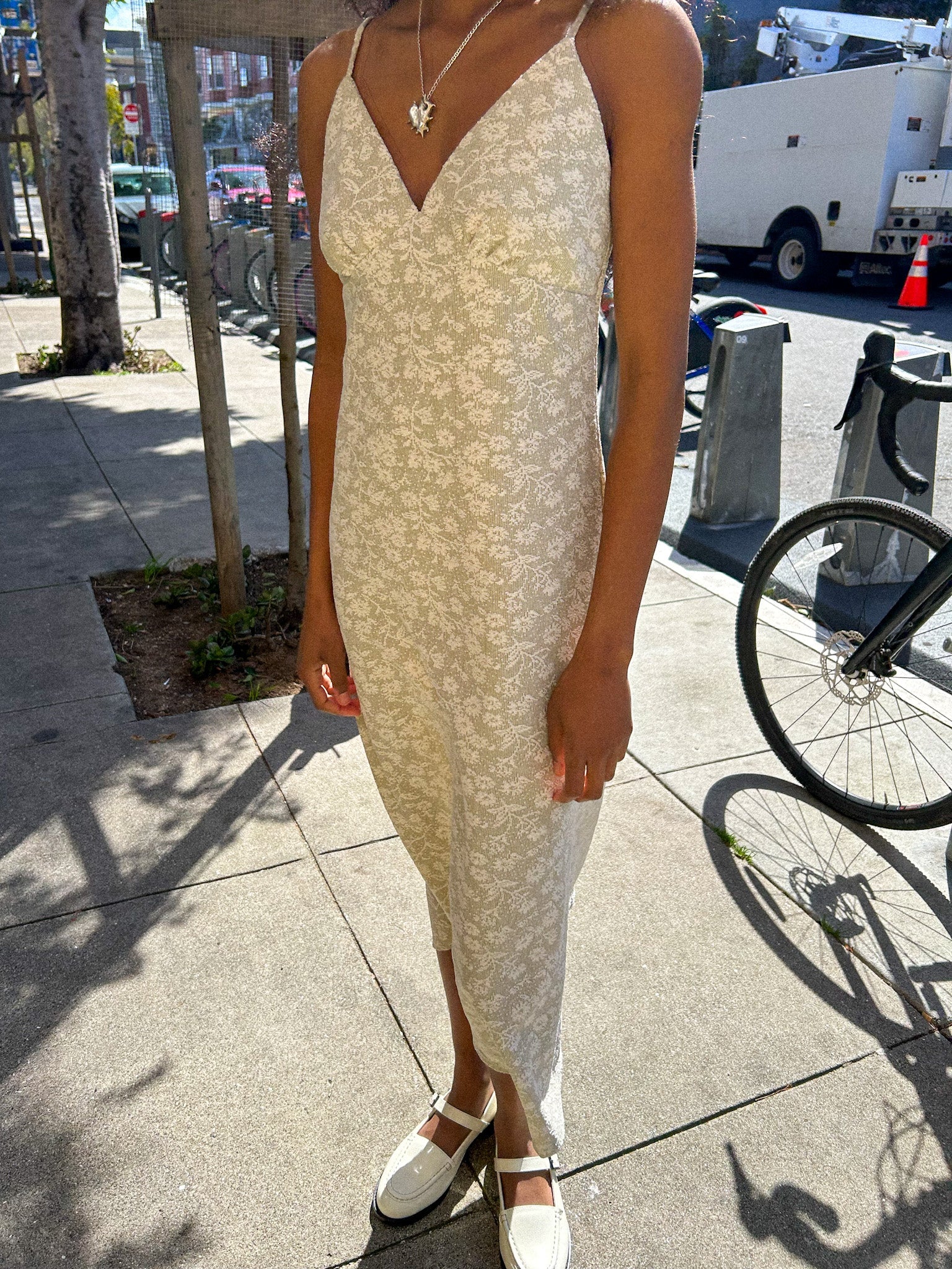 Lisa Says Gah - Christy Slip Dress - Daisy Jacquard Mint -