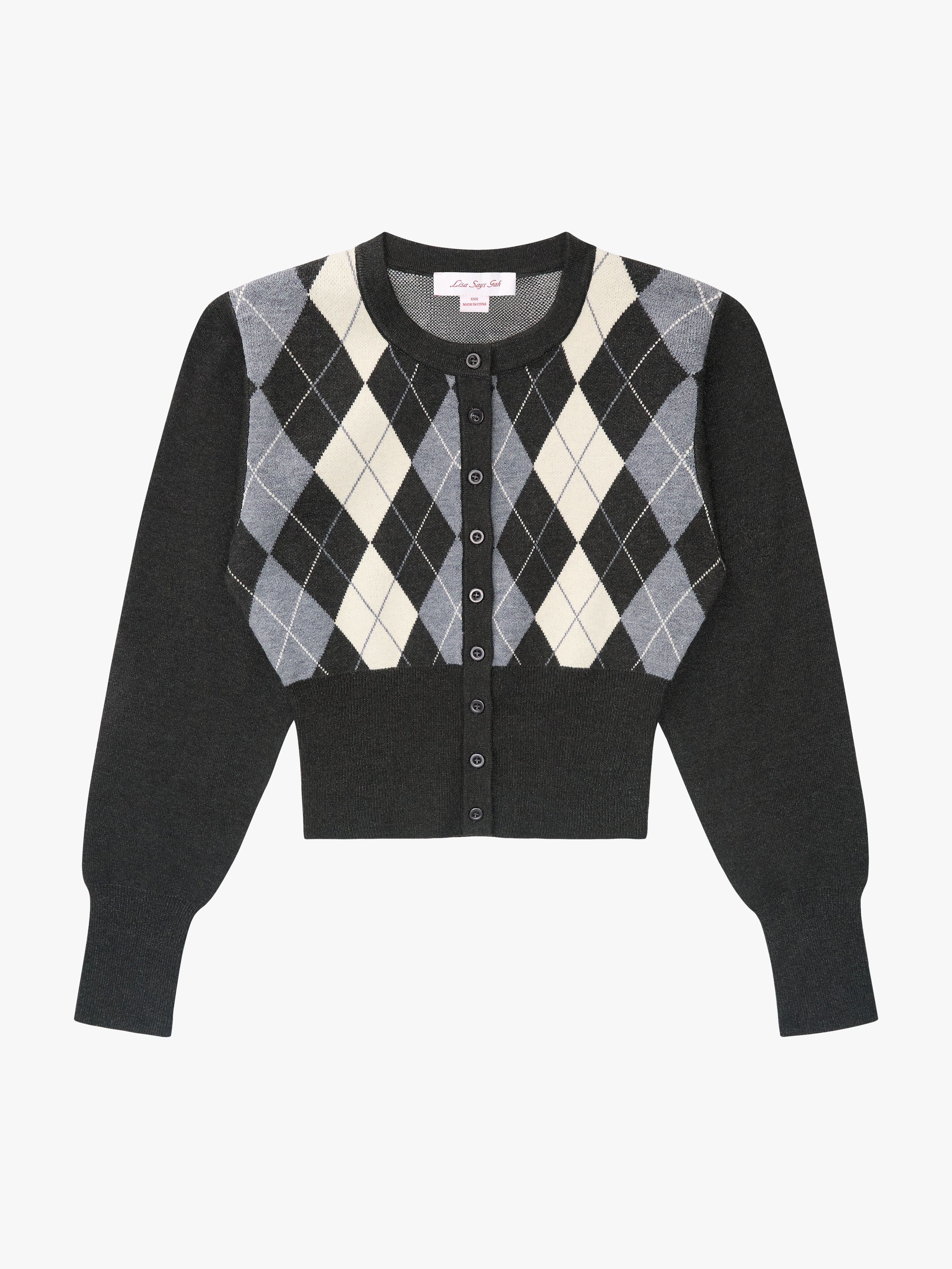 Lisa Says Gah - Cardigans - Emi Cardi - Grey Argyle – offe market
