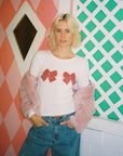 Lisa Says Gah - Dana Long Sleeve Tee - White/Bows -