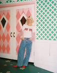 Lisa Says Gah - Dana Long Sleeve Tee - White/Bows -