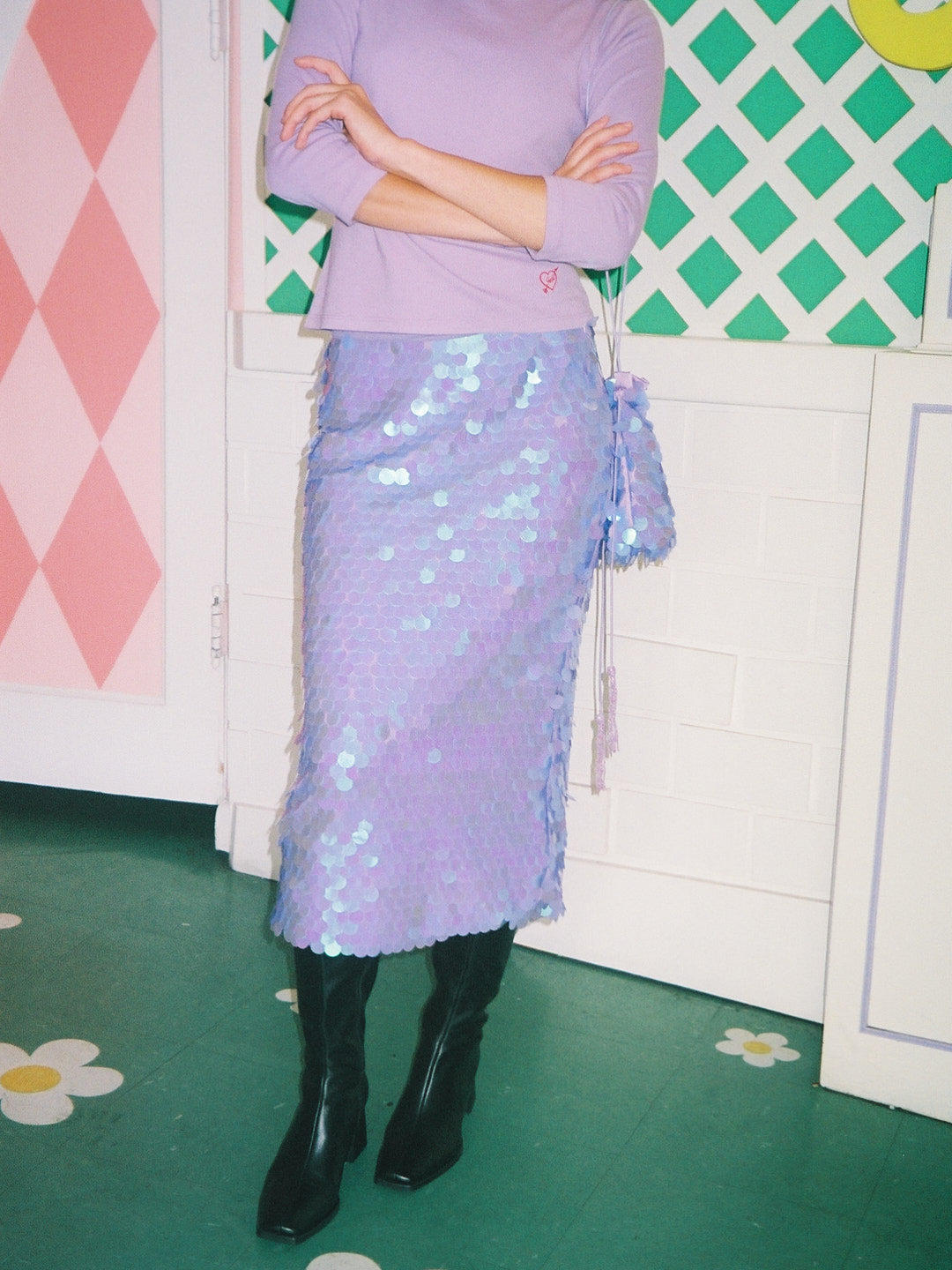 Lisa Says Gah - Siren Skirt - Lilac Paillette -