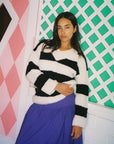 Lisa Says Gah - Coby V-Neck Sweater - Black/White Stripes -