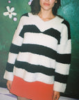 Lisa Says Gah - Coby V-Neck Sweater - Black/White Stripes -