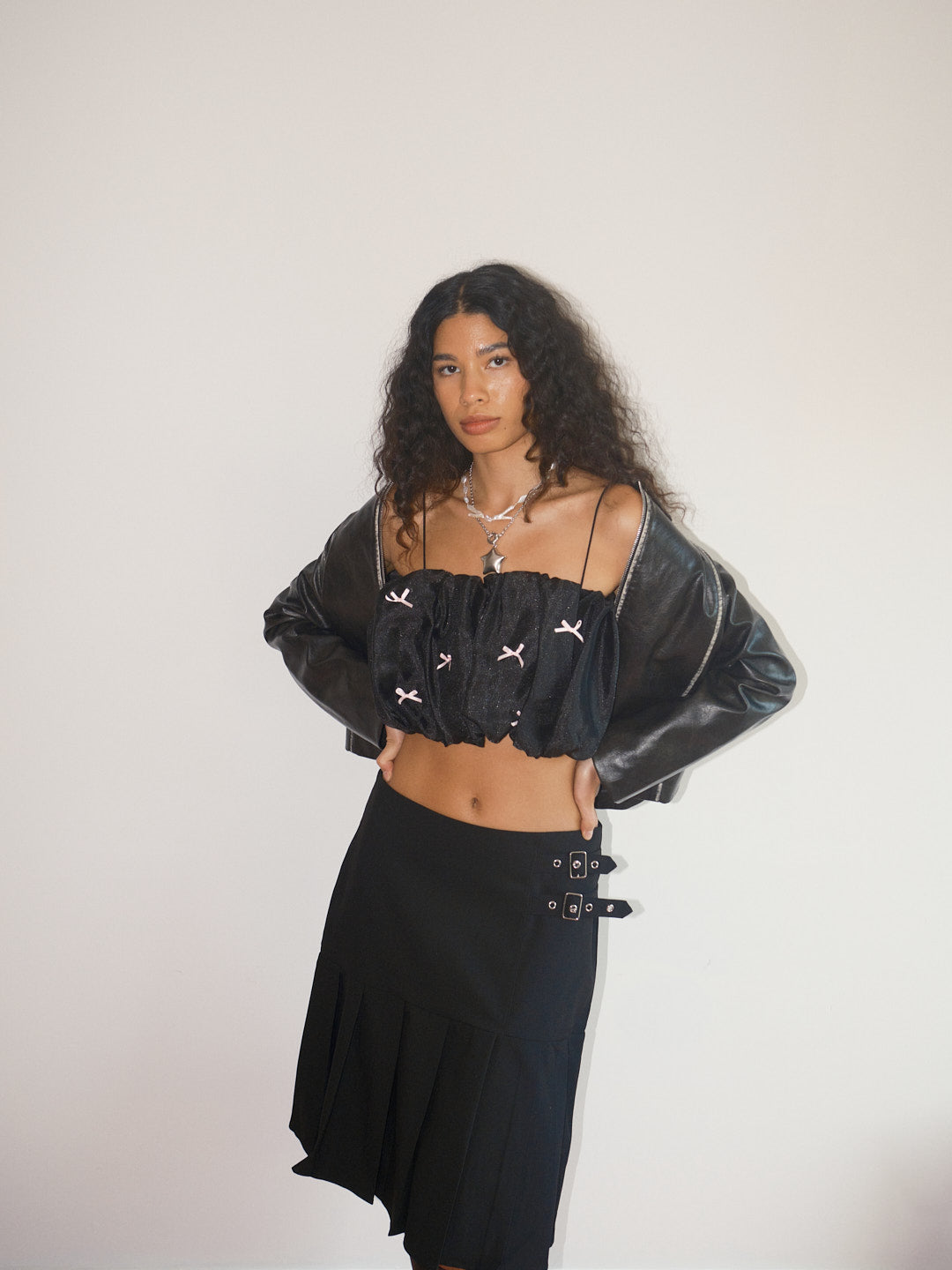 Lisa Says Gah - Tops - Jemma Bubble Top - Black Pink Bow – offe market