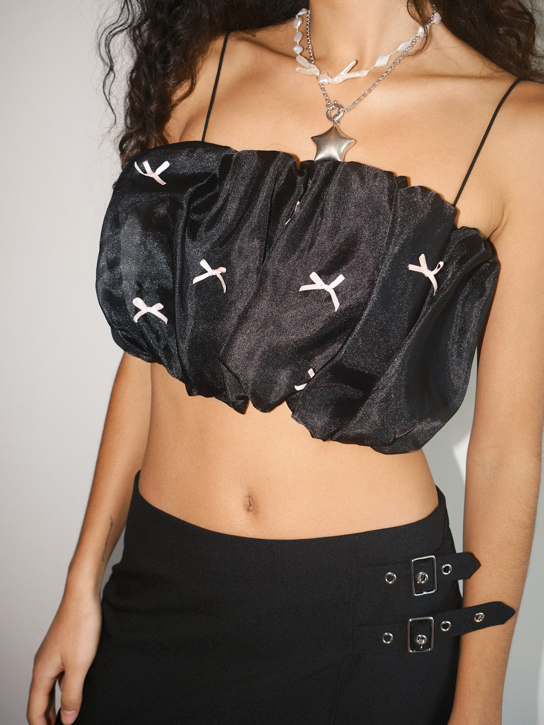 Lisa Says Gah - Tops - Jemma Bubble Top - Black Pink Bow – offe market