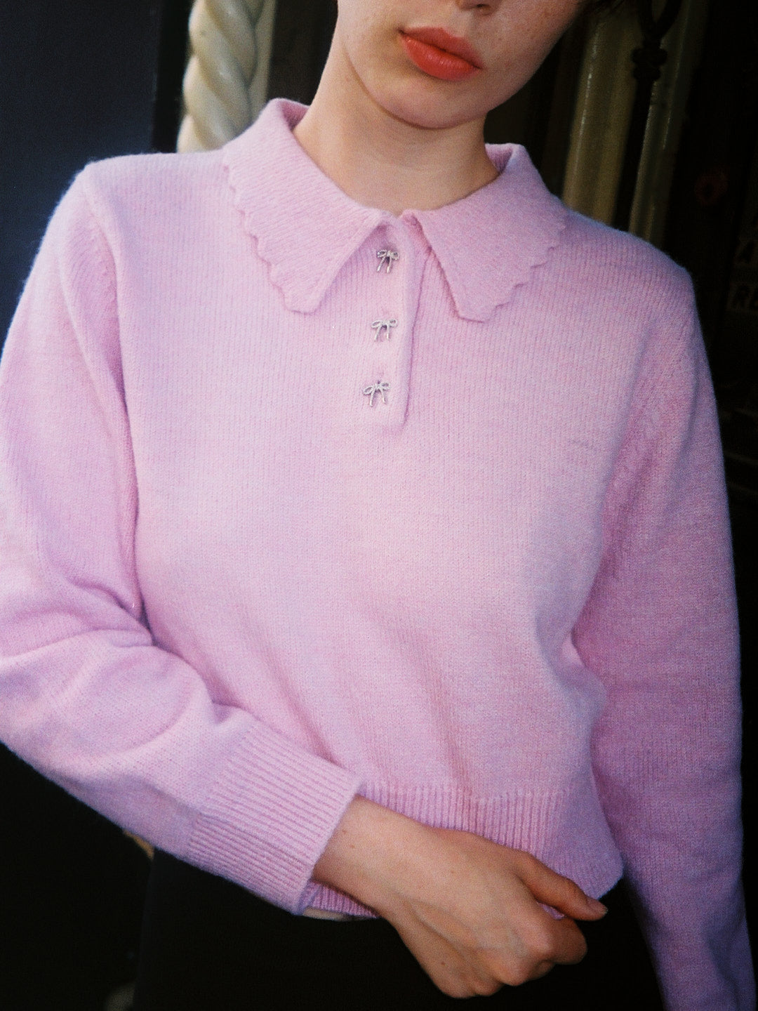 Lisa Says Gah - Posey Polo Sweater - Ballet Pink -