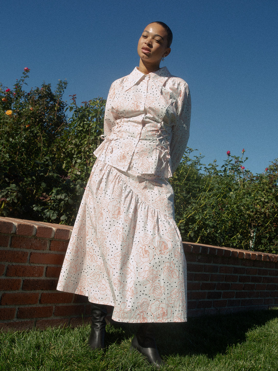 Lisa Says Gah - Jasper Button Up - Rose Dot White -