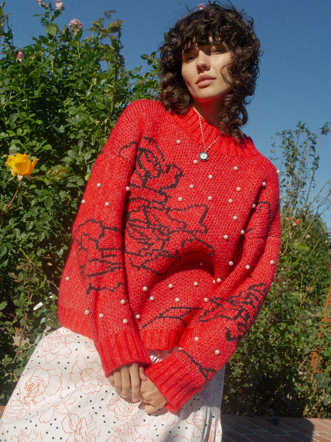 Lisa Says Gah - Iris Pearl Sweater - Rose Dot Red -