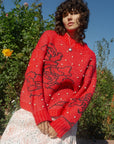 Lisa Says Gah - Iris Pearl Sweater - Rose Dot Red -