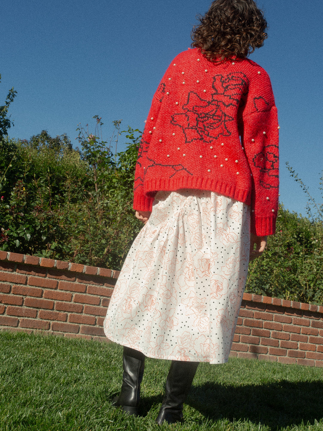 Lisa Says Gah - Maeve Midi Skirt - Rose Dot White -