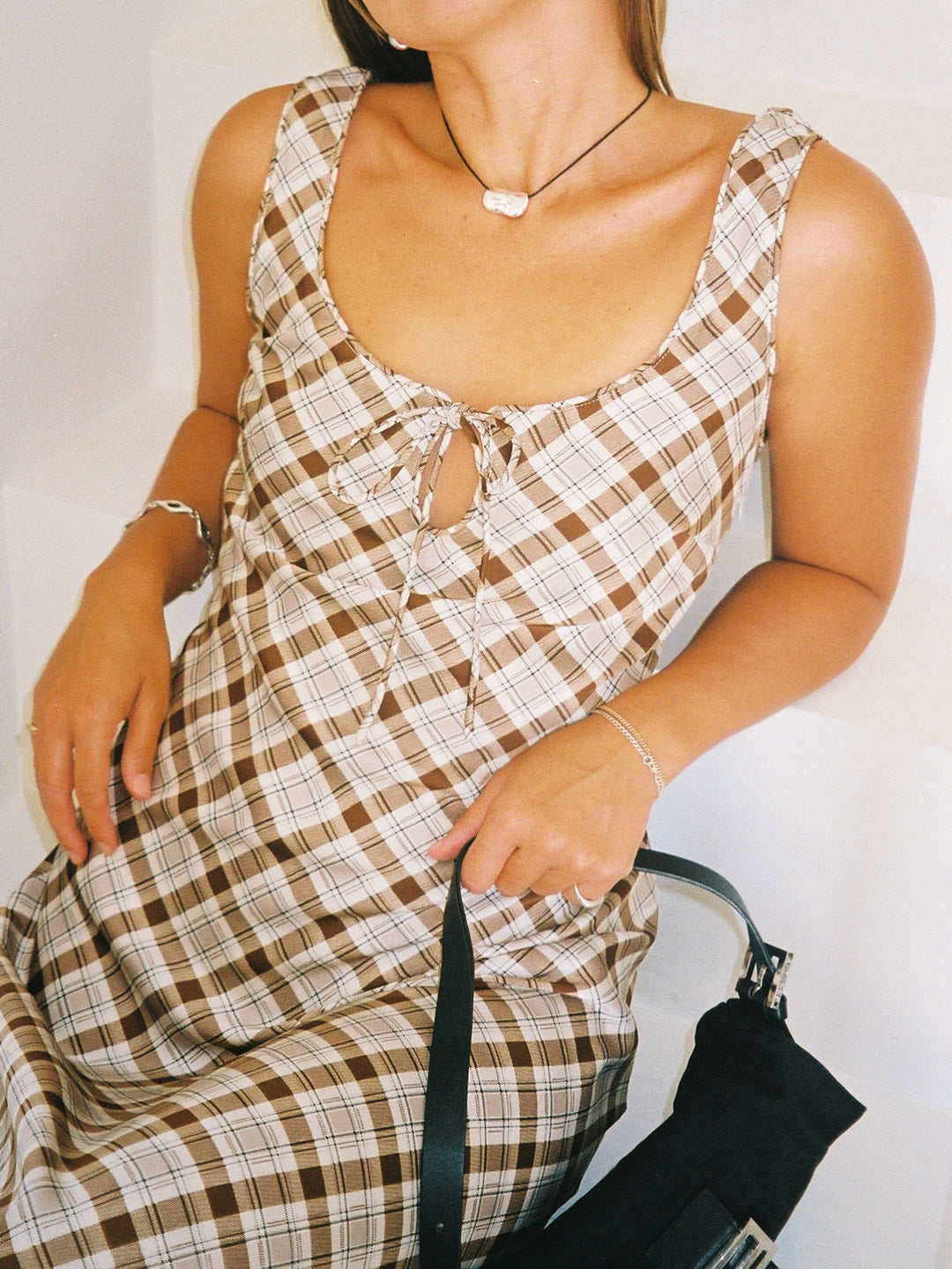 Lisa Says Gah - Tabitha Dress - Tan Plaid -