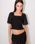 Lisa Says Gah - Toni Smocked Top - Black Organza -