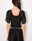Lisa Says Gah - Toni Smocked Top - Black Organza -