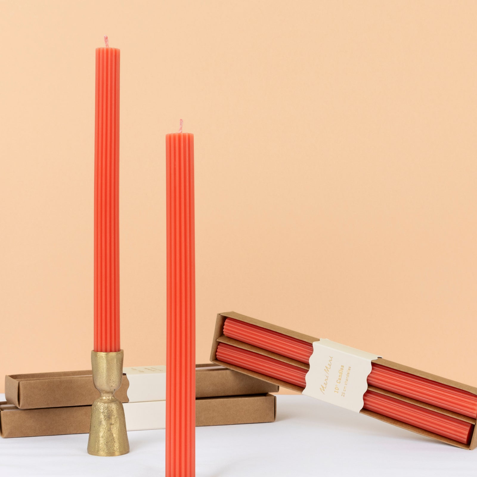 Meri Meri - Tomato Red Table Candles - Pack of 2 -