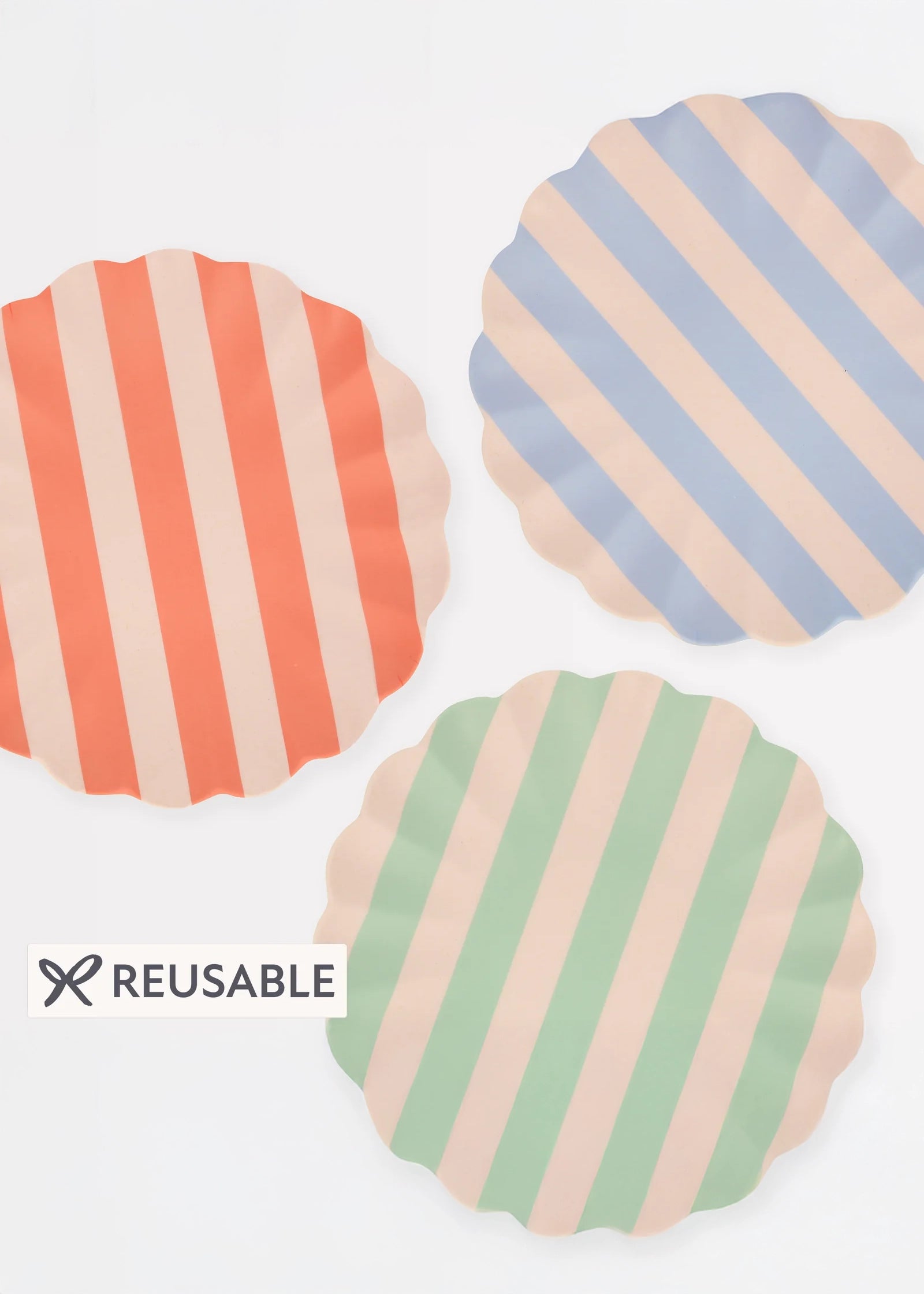 Meri Meri - Stripy Reusable Bamboo Large Plates -