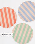 Meri Meri - Stripy Reusable Bamboo Large Plates -
