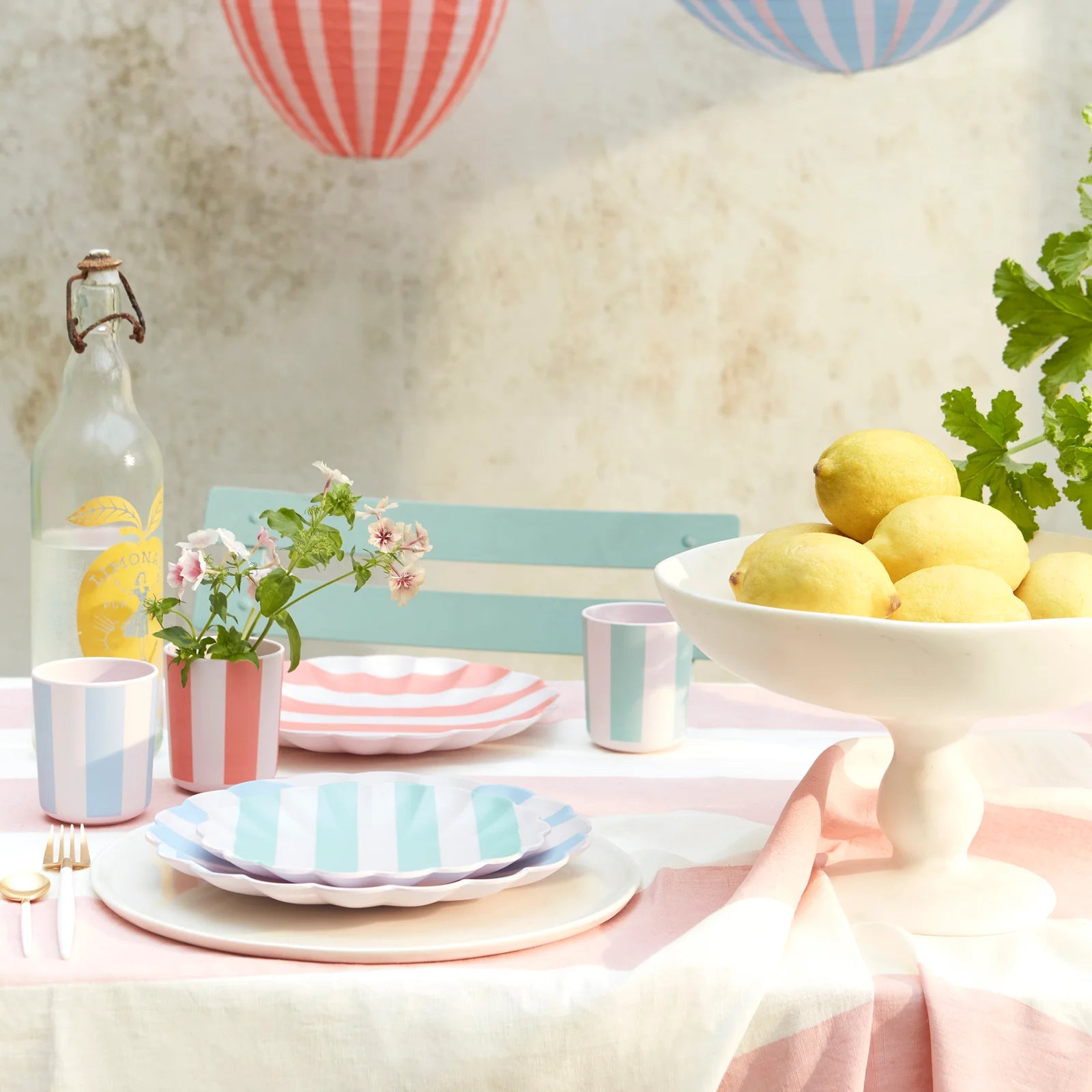 Meri Meri - Stripy Reusable Bamboo Large Plates -