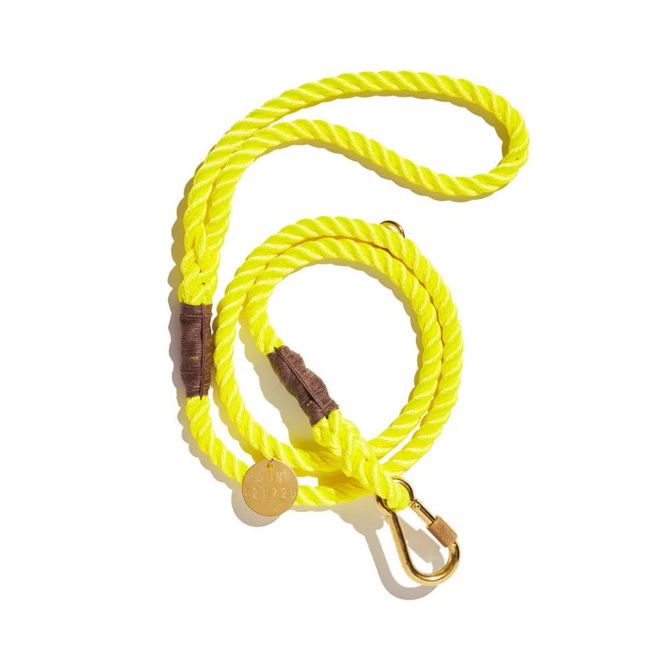 Found My Animal - Up-Cycled Rope Dog Leash - Neon Yellow -