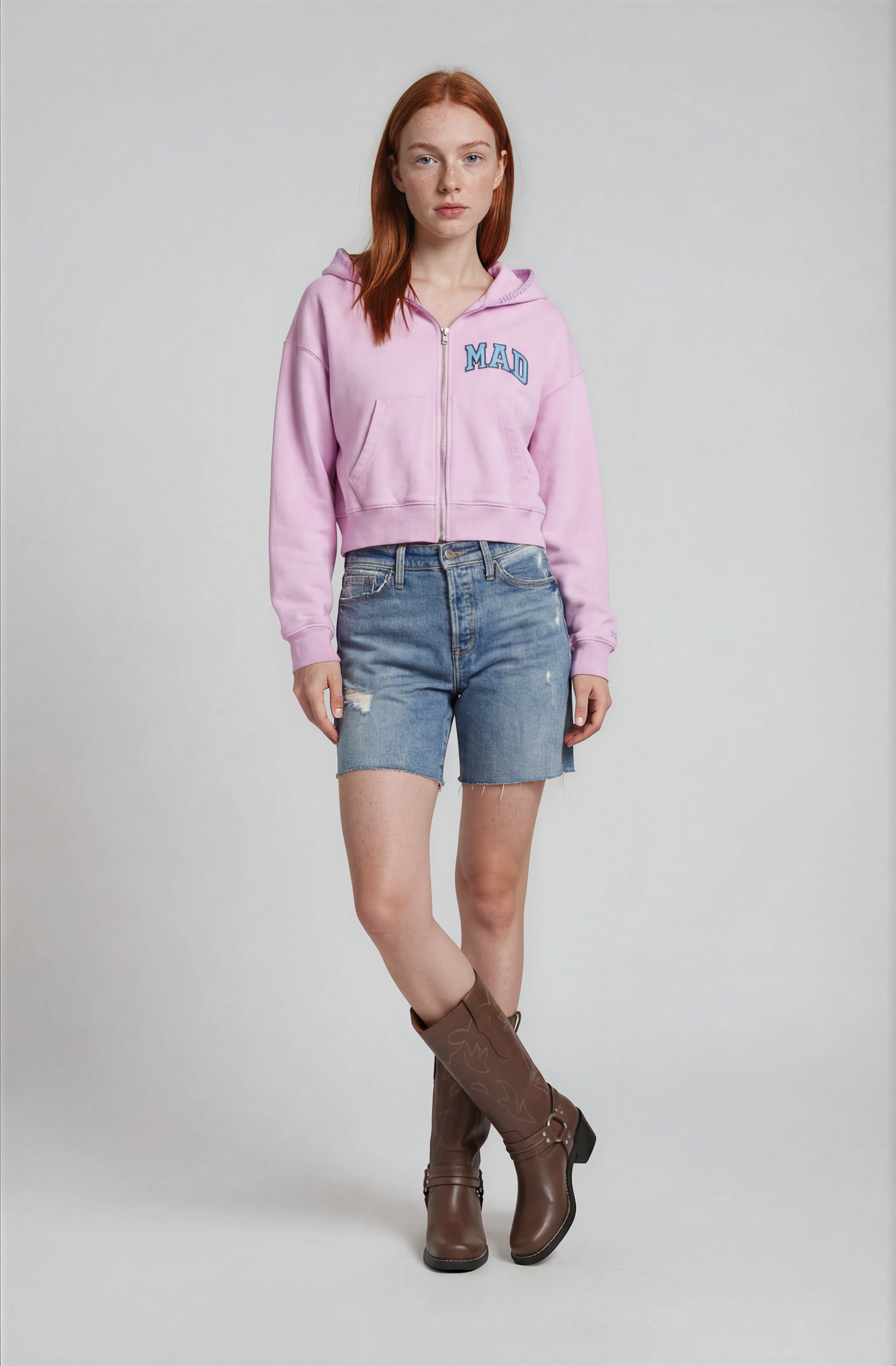 Madhappy x Gap - Full Zip Cropped Hoodie - Lavender -