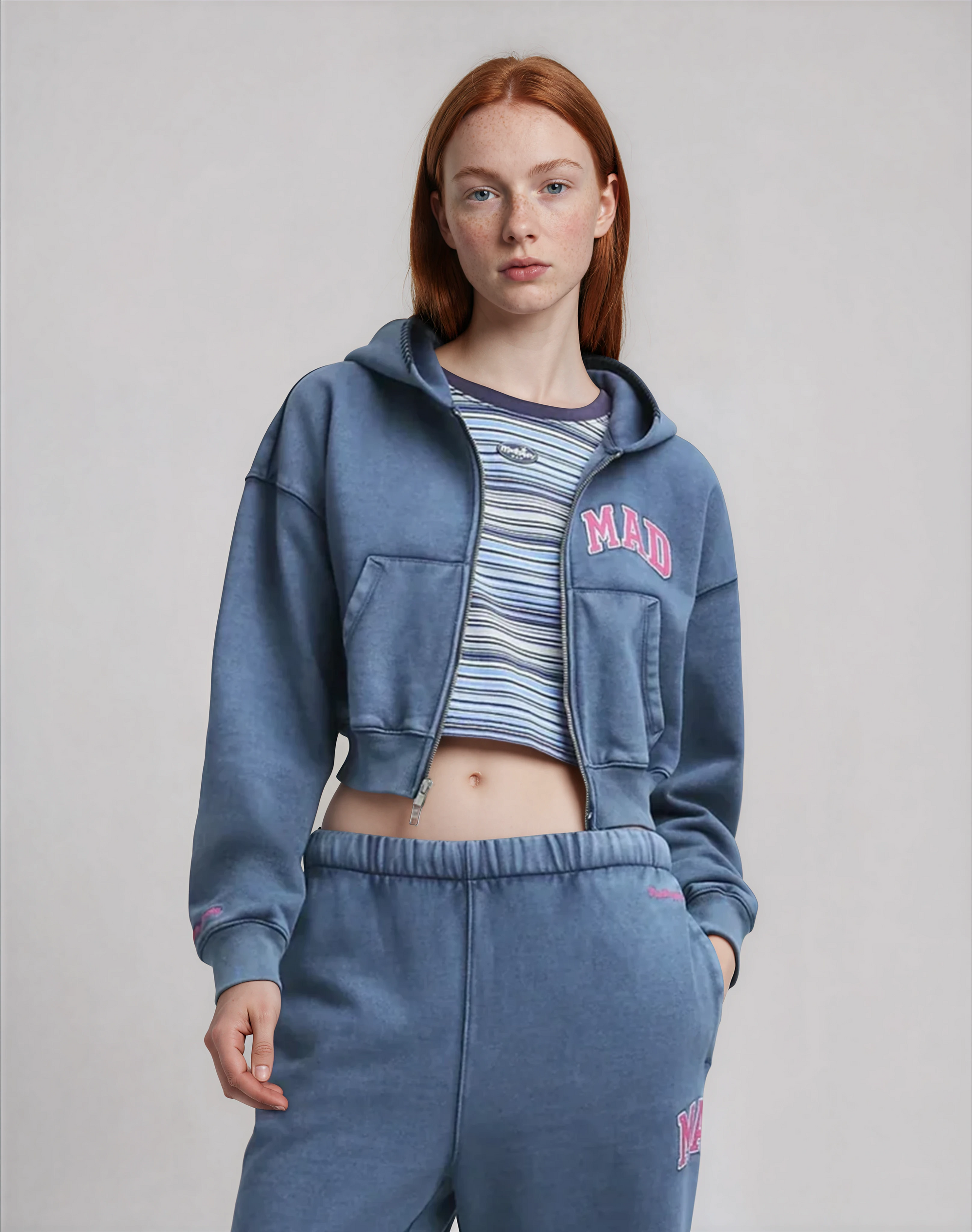 Madhappy x Gap - Full Zip Cropped Hoodie - Navy -