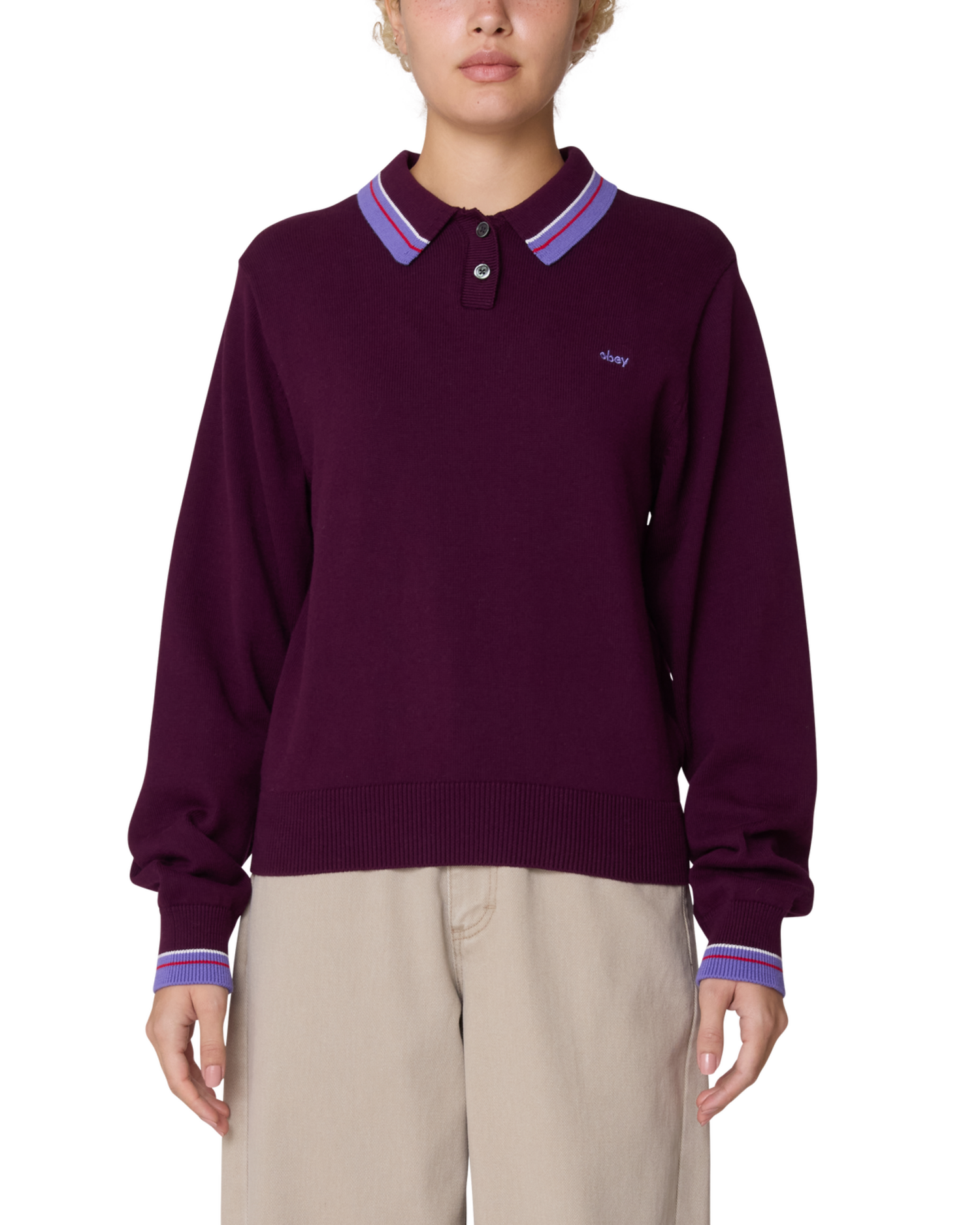 Obey - Goalie Polo Sweater - Beet -