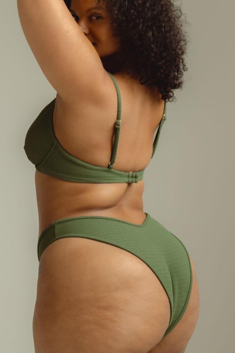 Montce - Olive Micro Scrunch Lulu Bikini Bottom -