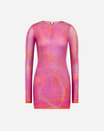 Ceyra Printed Mesh Mini Dress