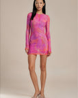 Ceyra Printed Mesh Mini Dress