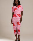 Poppy Floral Mesh Cape Dress