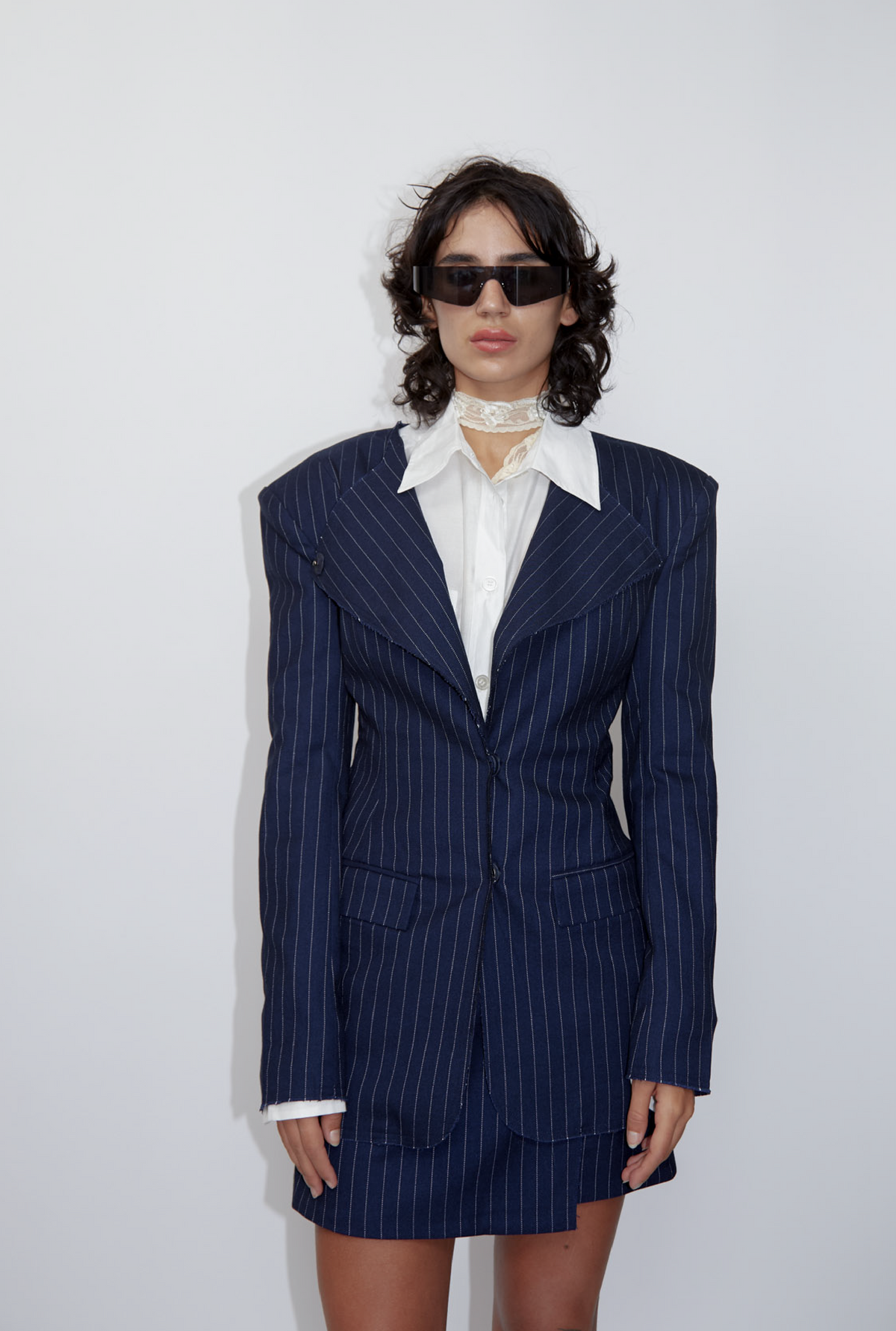 Saemdi - Navy Pinstripe Suit Jacket -