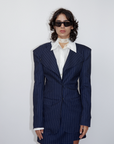 Navy Pinstripe Suit Jacket