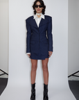 SAEMDI - NAVY PINSTRIPE SKIRT -