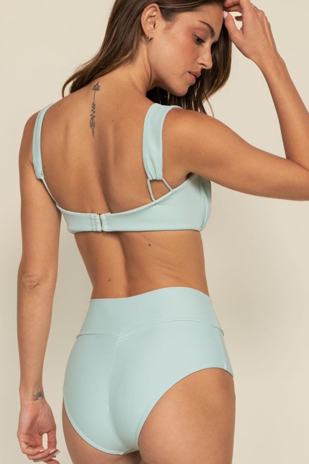 Montce - Powder Blue Full Coverage High Rise Bikini Bottom -