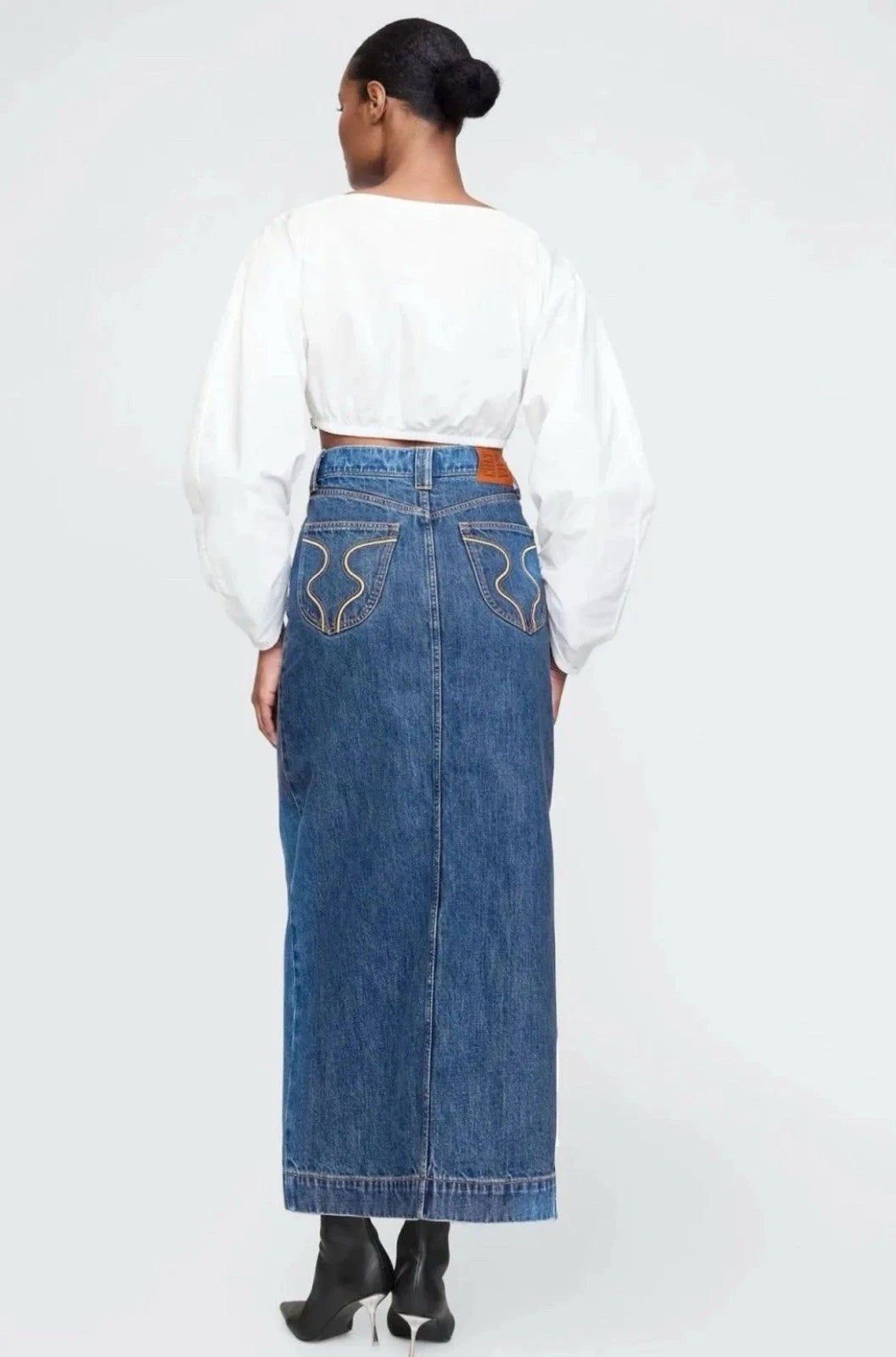 Cult Gaia x Gap - Asymmetrical Denim Maxi Skirt - Medium Indigo -