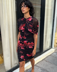SAEMDI - SILA FLORAL MESH CAPE DRESS -