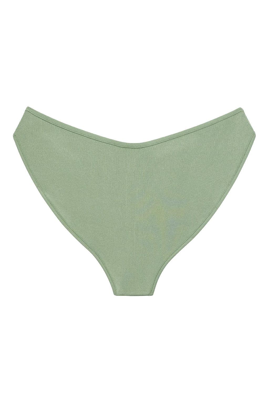 Montce - Sage Green Rib Added Coverage Lulu Bikini Bottom -