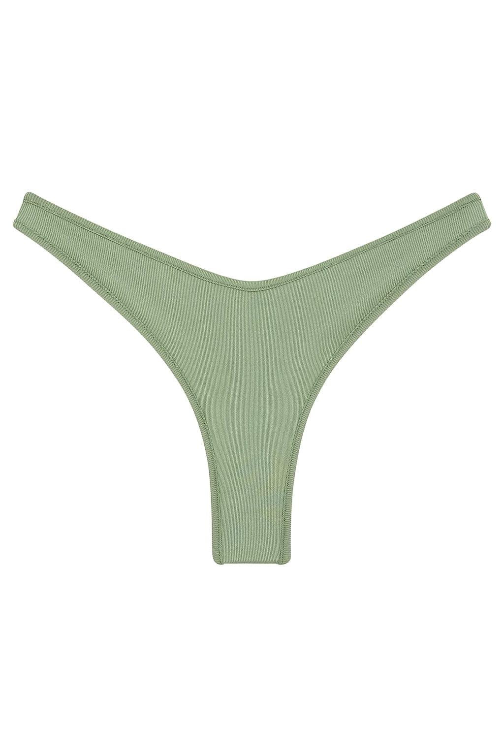 Montce - Sage Green Rib Binded Thong Bikini Bottom -