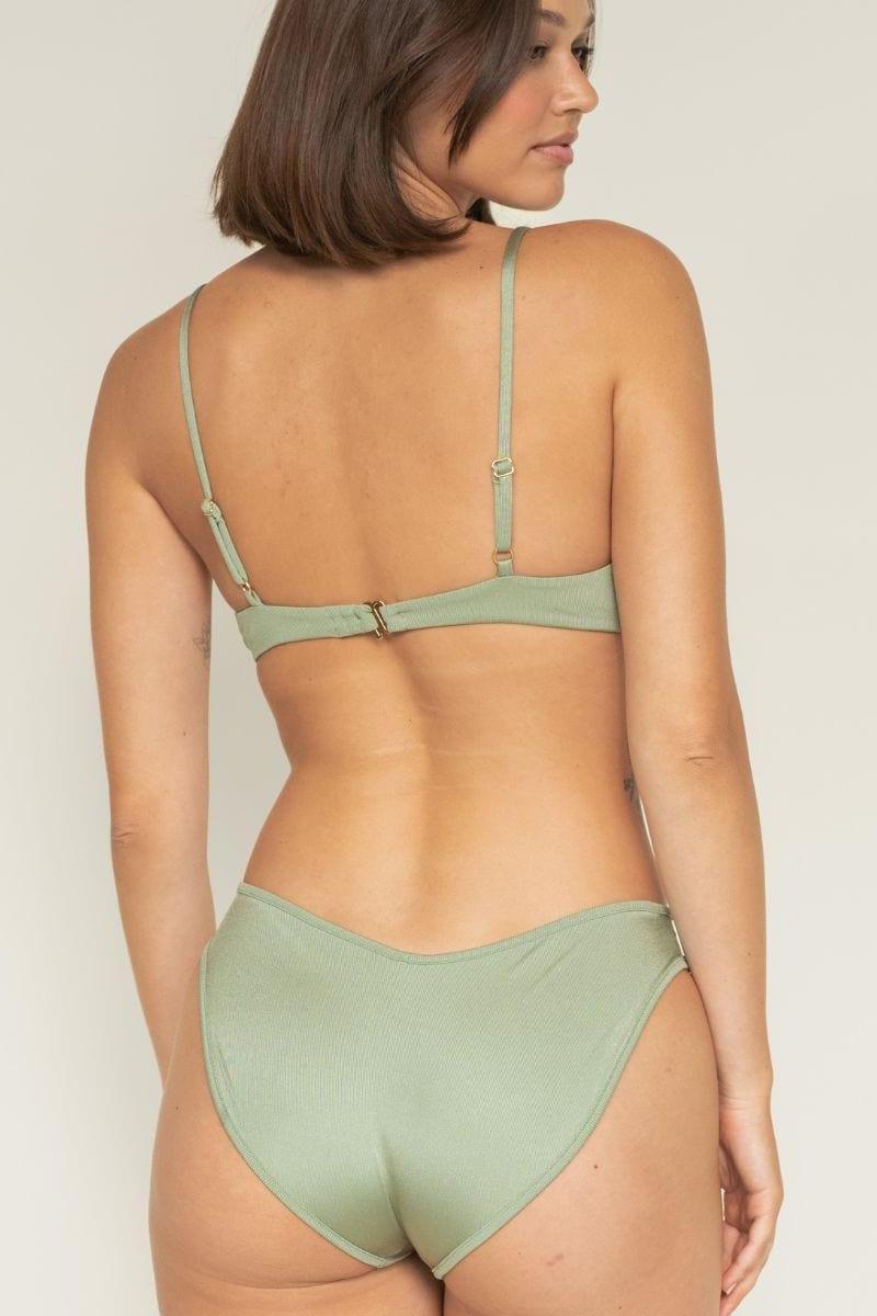 Montce - Sage Green Rib Added Coverage Lulu Bikini Bottom -