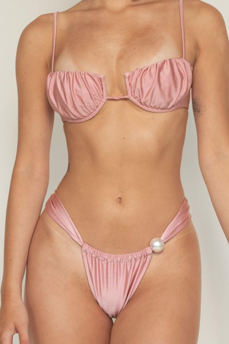 Montce - Satin Rose Sandra Pearl Bikini Bottom -