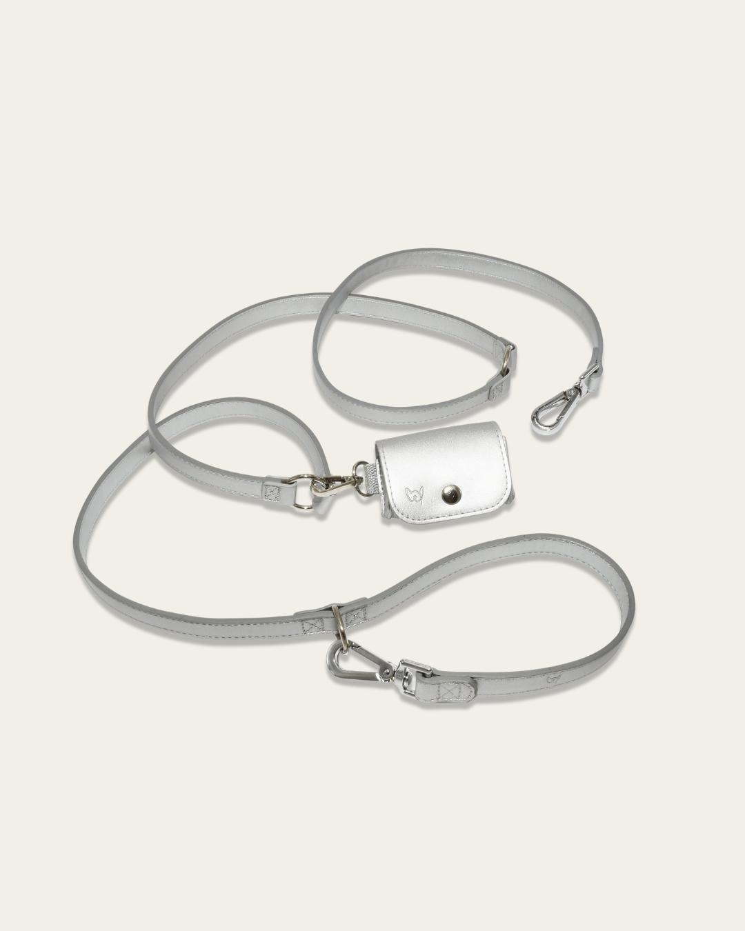 Furry Muse - Shine Multiway Metallic Leather Leash &amp; Poop Bag Pouch -