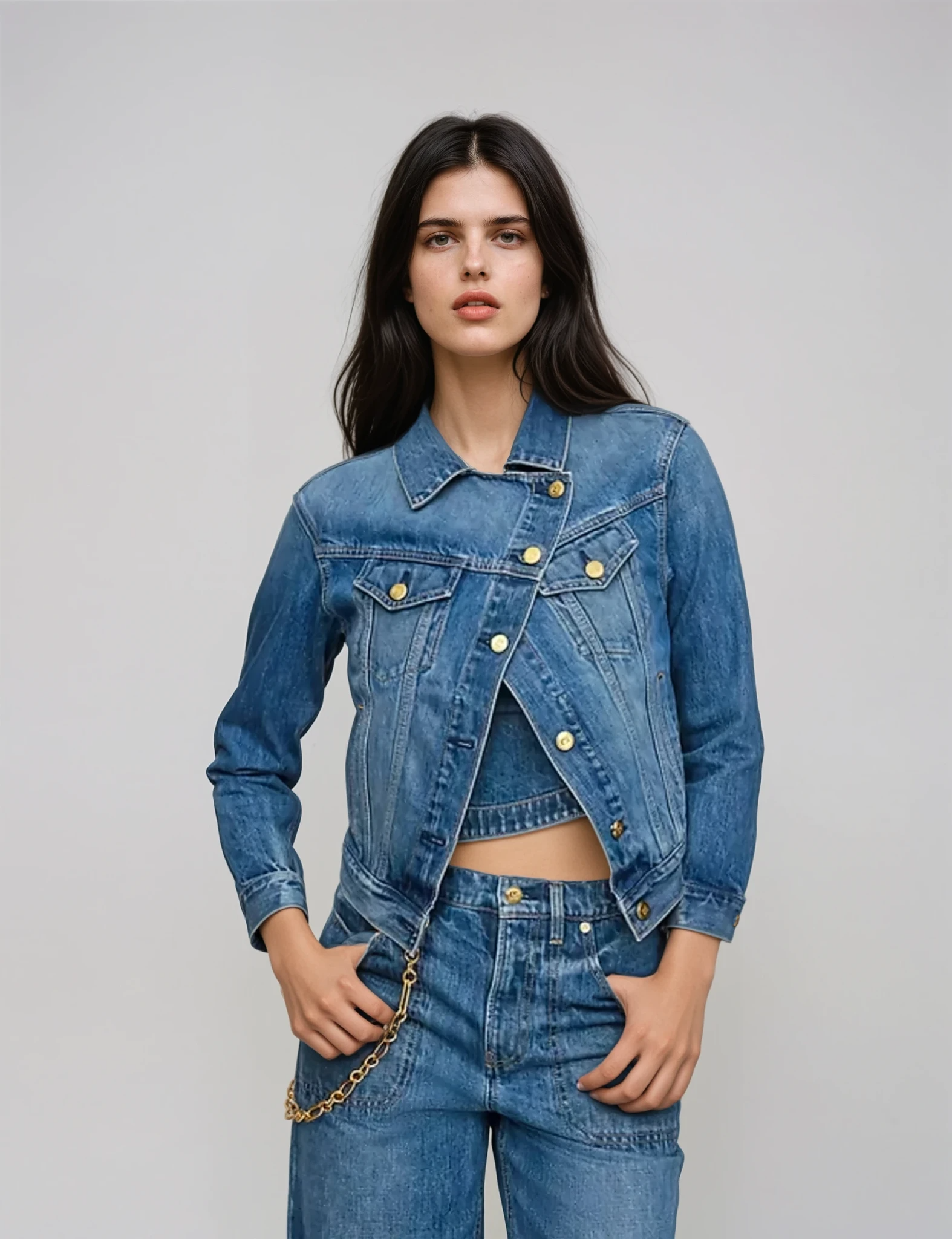 Cult Gaia x Gap - Asymmetrical Denim Jacket - Medium Indigo -