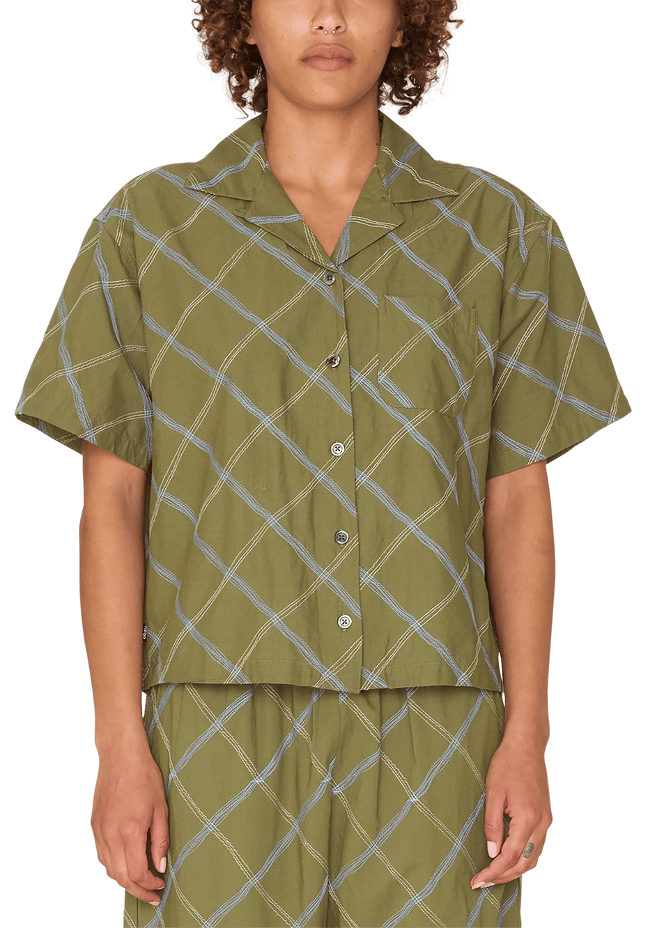 Obey - Lilith Diamond Stitch Shirt - Olivine Multi -