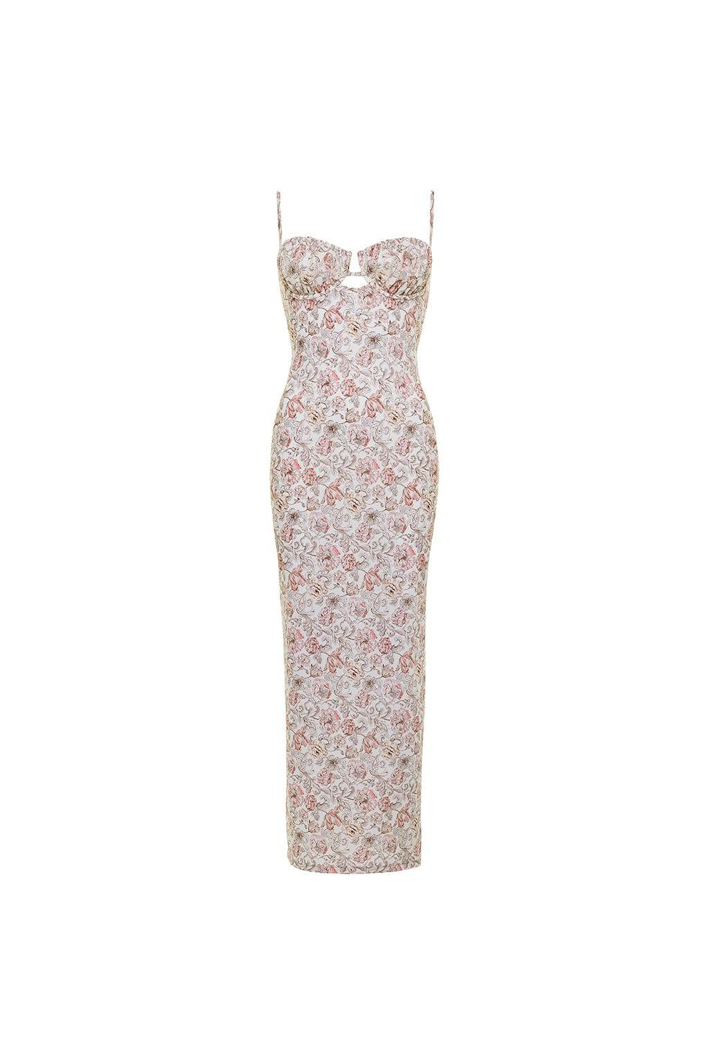 Montce - Venecia Floral Petal Long Slip Dress -